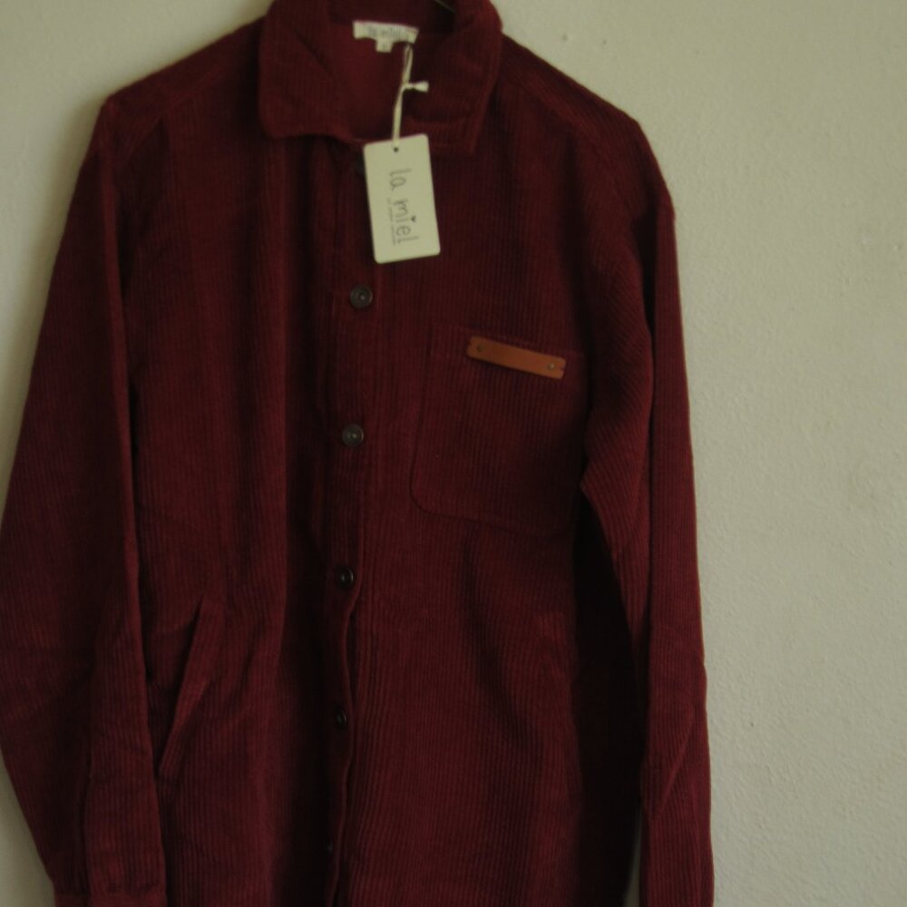 Oversized Corduroy Button Down Shacket in Brick from LA MIEL New-Lightwe…